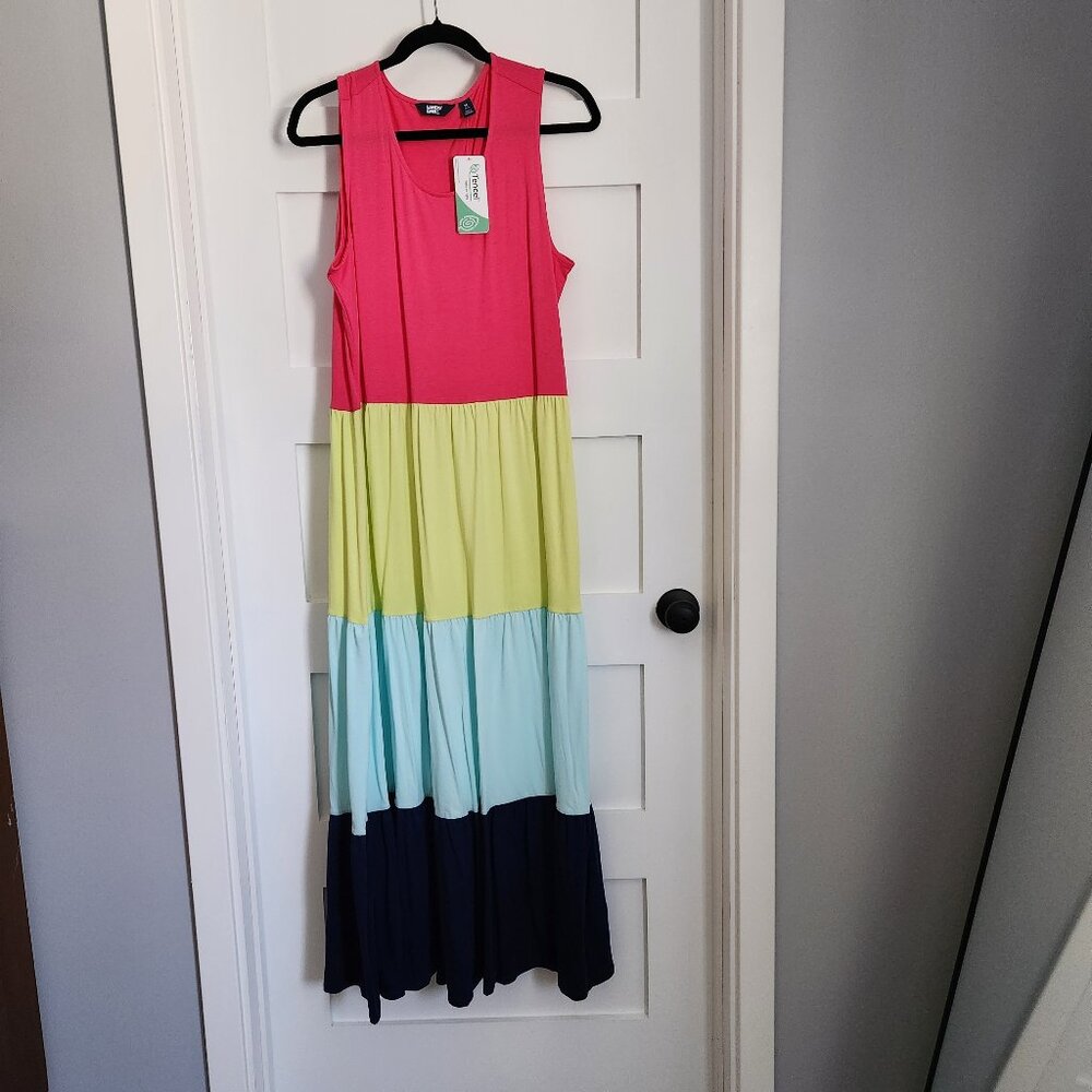 Lands' End Colorblock Tiered Sleeveless Maxi Dress - Medium - NWT